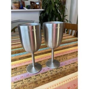FineDine Stainless Steel Wine Glass Double Insulated BPA Free No Lids Pair